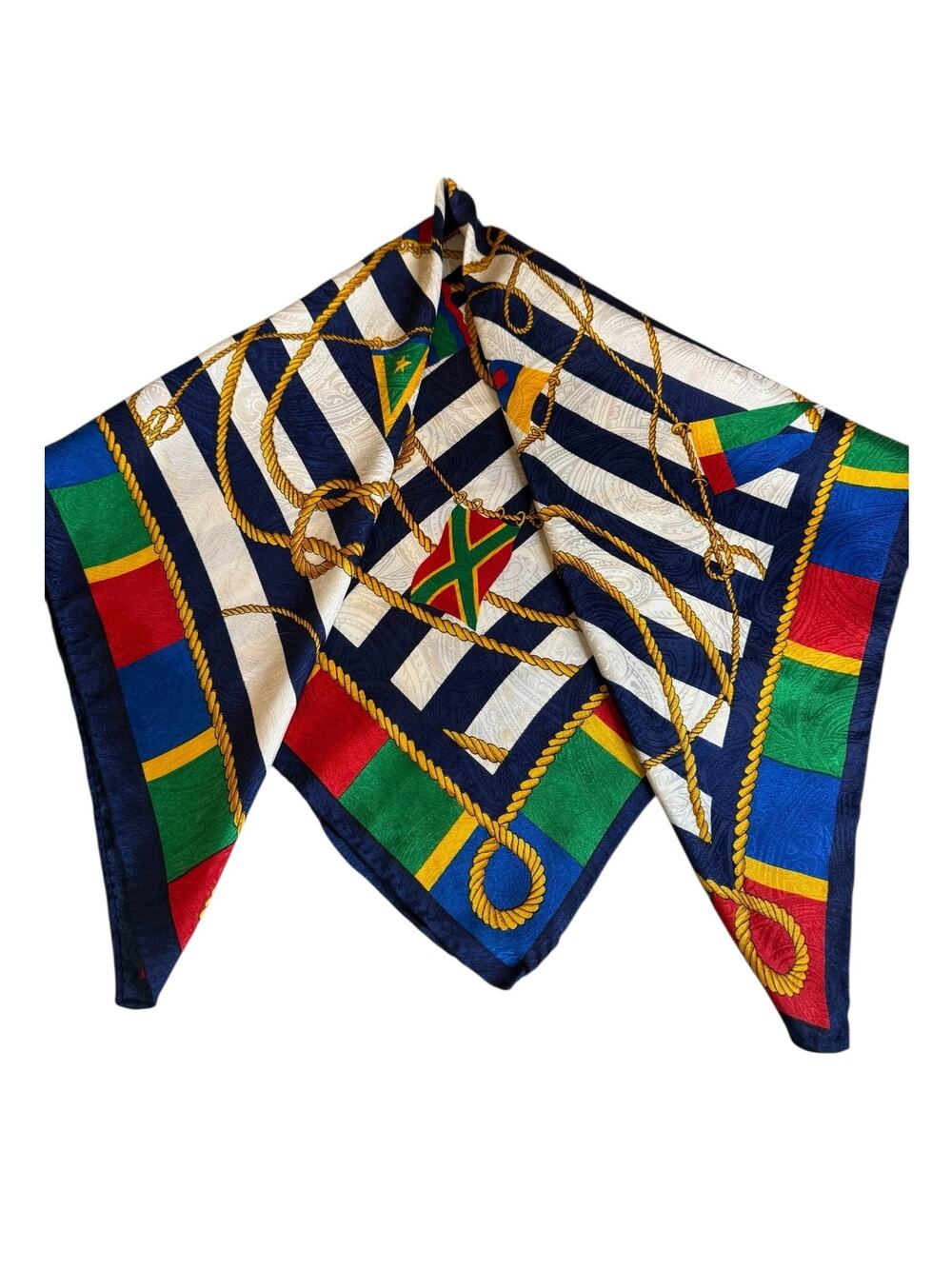Vintage Large Nautical Sailing Flag Scarf Primary Colors Red Blue Green